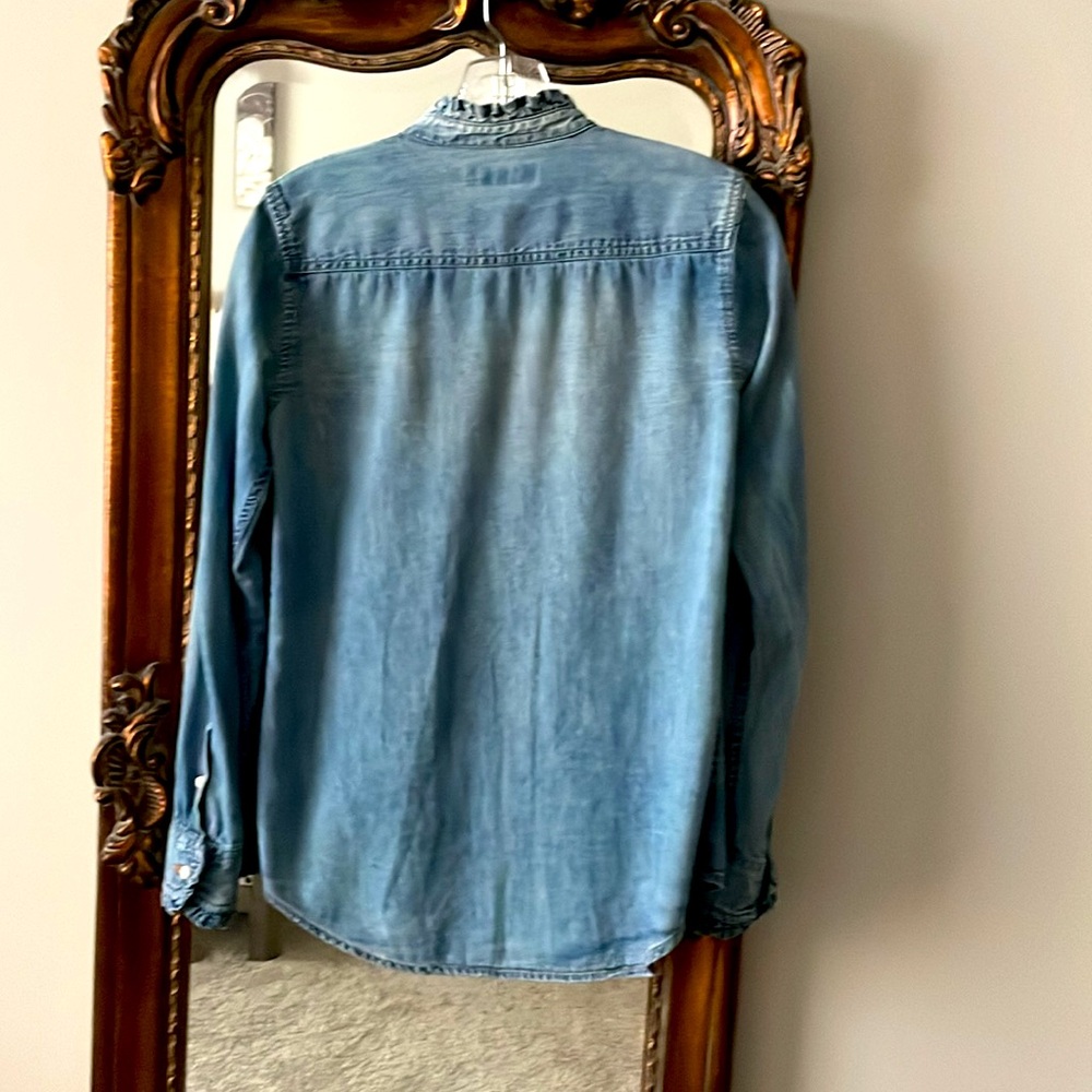 Ralph Lauren Stonewashed Denim Ruffle Shirt - Picture 3 of 9